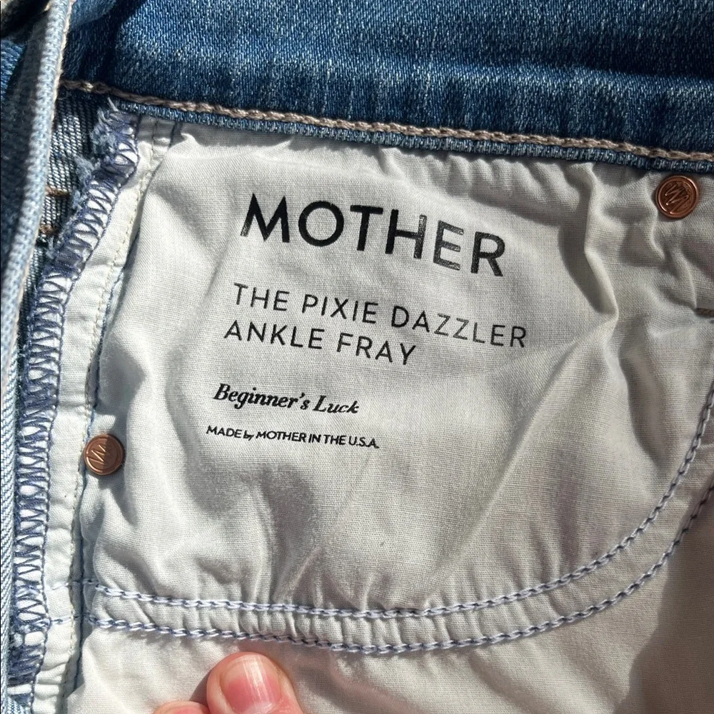 MOTHER Blue Ankle Jeans with Button Detail - Picture 5 of 9